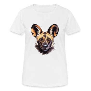 Chien sauvage africain race aquarelle dessin animé Kawaii C - T-shirt respirant Femme - blanc - Devant - AI Model Female 172 dark (172cm)