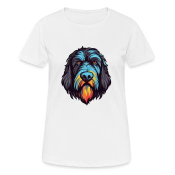 Schwarzer Russischer Terrier Hund Rasse Aquarell Karikatur - Frauen T-Shirt atmungsaktiv - Weiß - Vorne - AI Model Female 172 dark (172cm)