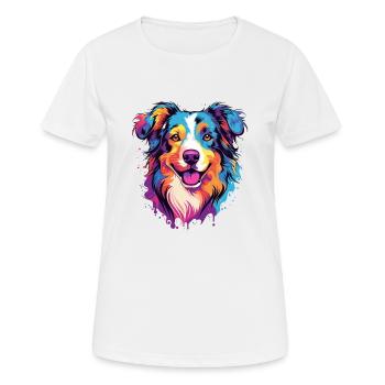 Berger australien race de chien aquarelle dessin animé K - T-shirt respirant Femme - blanc - Devant - AI Model Female 172 dark (172cm)