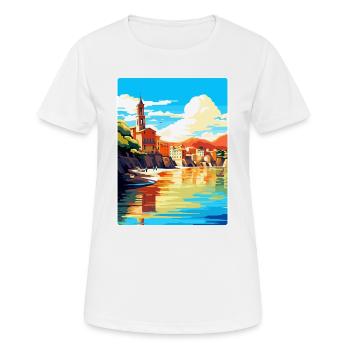 San Sebastian Spanien Vintage Reiseplakat Souvenir - Frauen T-Shirt atmungsaktiv - Weiß - Vorne - AI Model Female 172 dark (172cm)