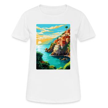 Cinque Terre Italie Affiche de voyage vintage souvenir - T-shirt respirant Femme - blanc - Devant - AI Model Female 172 dark (172cm)