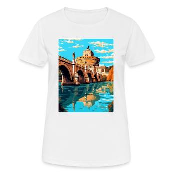 St Angelo Bridge Italy Vintage Travel Poster WPA - Women's Breathable T-Shirt - white - Front - AI Model Female 172 dark (172cm)