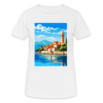 Budva Montenegro Vintage Poster Souvenir de Voyage - T-shirt respirant Femme - blanc - Devant - AI Model Female 172 dark (172cm)
