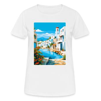 Paros Greece Vintage Travel Poster WPA Souvenir - Women's Breathable T-Shirt - white - Front - AI Model Female 172 dark (172cm)