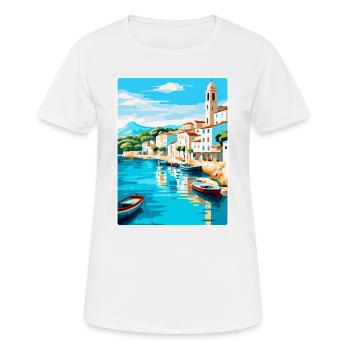 Cadaques Spain Vintage Travel Poster Souvenir WPA - Women's Breathable T-Shirt - white - Front - AI Model Female 172 dark (172cm)