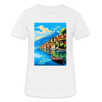 Lac d’Iseo Italie Affiche de voyage vintage Souvenir WPA - T-shirt respirant Femme - blanc - Devant - AI Model Female 172 dark (172cm)