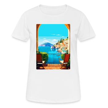 Capri Italien Vintage Reiseplakat WPA Kunst Souvenir - Frauen T-Shirt atmungsaktiv - Weiß - Vorne - AI Model Female 172 dark (172cm)