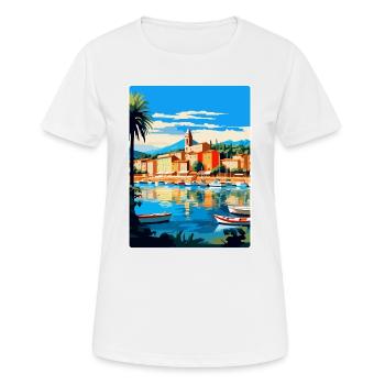 Saint Tropez France Vintage Travel Poster Souvenir - Women's Breathable T-Shirt - white - Front - AI Model Female 172 dark (172cm)