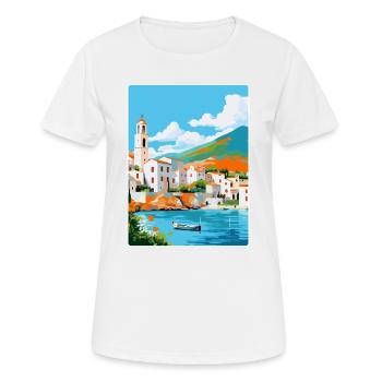 Cadaques Spain Vintage Travel Poster Souvenir WPA - Women's Breathable T-Shirt - white - Front - AI Model Female 172 dark (172cm)