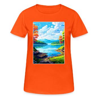 Lake Sainte Croix France Vintage Travel Poster WPA - Women's Breathable T-Shirt - neon orange - Front - AI Model Female 172 dark (172cm)