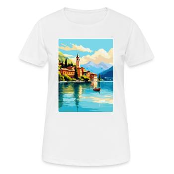 Lake Como Italy Vintage Travel Poster Souvenir WPA - Women's Breathable T-Shirt - white - Front - AI Model Female 172 dark (172cm)