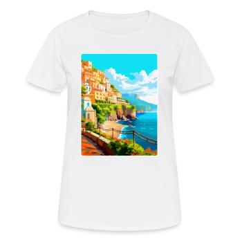 Amalfi Italy Vintage Travel Poster WPA Souvenir - Women's Breathable T-Shirt - white - Front - AI Model Female 172 dark (172cm)