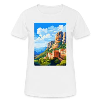Montserrat Spain Vintage Travel Poster Souvenir - Women's Breathable T-Shirt - white - Front - AI Model Female 172 dark (172cm)