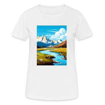 Torres Del Paine Affiche de voyage vintage souvenir - T-shirt respirant Femme - blanc - Devant - AI Model Female 172 dark (172cm)