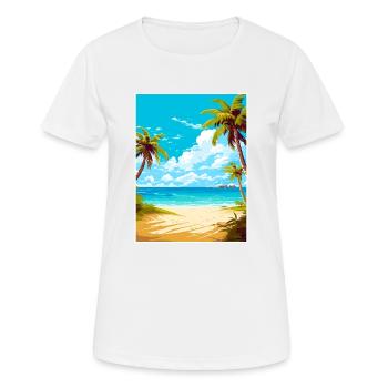 Turks and Caicos Islands Caribbean Travel Poster - Women's Breathable T-Shirt - white - Front - AI Model Female 172 dark (172cm)