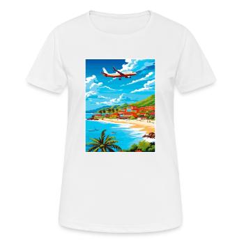 Saint Maarten Karibik Vintage Reiseposter - Frauen T-Shirt atmungsaktiv - Weiß - Vorne - AI Model Female 172 dark (172cm)