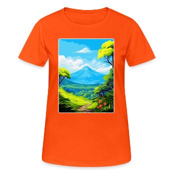 La Réunion Nationalpark Frankreich Reiseplakat WPA - Frauen T-Shirt atmungsaktiv - Neonorange - Vorne - AI Model Female 172 dark (172cm)