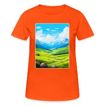 Pyrenäen-Nationalpark Frankreich Reiseplakat WPA - Frauen T-Shirt atmungsaktiv - Neonorange - Vorne - AI Model Female 172 dark (172cm)