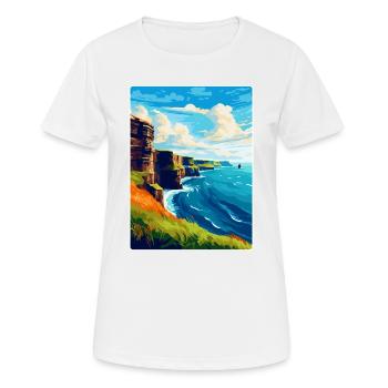 Falaises de Moher Irlande Royaume-Uni Affiche de voyage vintage - T-shirt respirant Femme - blanc - Devant - AI Model Female 172 dark (172cm)