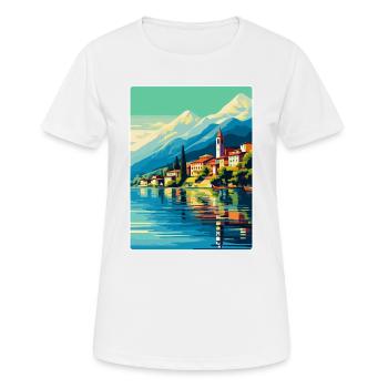 Lake Como Italy Vintage Travel Poster Souvenir WPA - Women's Breathable T-Shirt - white - Front - AI Model Female 172 dark (172cm)