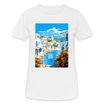 Paros Greece Vintage Travel Poster WPA Souvenir - Women's Breathable T-Shirt - white - Front - AI Model Female 172 dark (172cm)