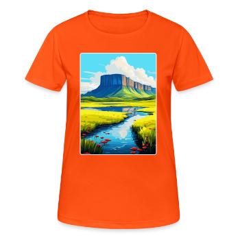 Ben Bulben Irlande Royaume-Uni Affiche de voyage vintage WPA - T-shirt respirant Femme - orange néon - Devant - AI Model Female 172 dark (172cm)