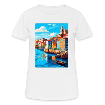 Porto Portugal Vintage Reiseplakat Souvenir WPA - Frauen T-Shirt atmungsaktiv - Weiß - Vorne - AI Model Female 172 dark (172cm)