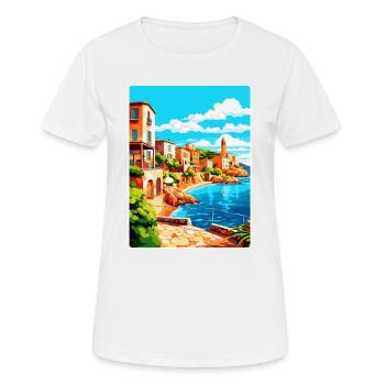 Costa Brava Spanien Vintage Reiseplakat Souvenir - Frauen T-Shirt atmungsaktiv - Weiß - Vorne - AI Model Female 172 dark (172cm)