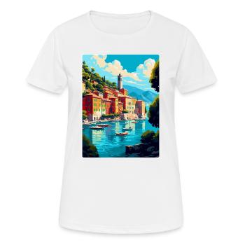 Portofino Italie Affiche de voyage vintage Souvenir WPA - T-shirt respirant Femme - blanc - Devant - AI Model Female 172 dark (172cm)