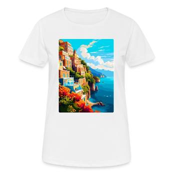 Amalfi Italie Affiche de voyage vintage WPA Souvenir - T-shirt respirant Femme - blanc - Devant - AI Model Female 172 dark (172cm)