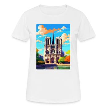 Notre Dame Frankreich Vintage Reiseplakat Souvenir - Frauen T-Shirt atmungsaktiv - Weiß - Vorne - AI Model Female 172 dark (172cm)