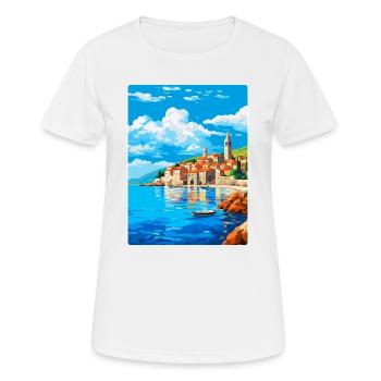 Budva Montenegro Vintage Poster Souvenir de Voyage - T-shirt respirant Femme - blanc - Devant - AI Model Female 172 dark (172cm)