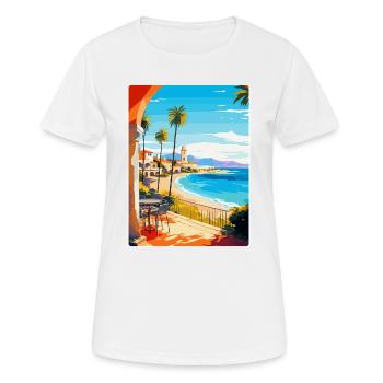 Costa Del Sol Spanien Vintage Reiseplakat Souvenir - Frauen T-Shirt atmungsaktiv - Weiß - Vorne - AI Model Female 172 dark (172cm)