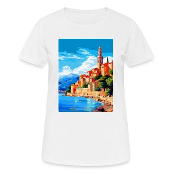 Menton France Affiche de voyage vintage WPA Souvenir - T-shirt respirant Femme - blanc - Devant - AI Model Female 172 dark (172cm)