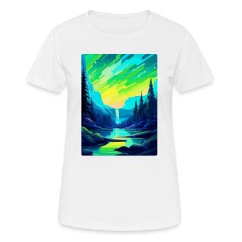 Aurora Borealis Island Vintage Reiseplakat WPA - Frauen T-Shirt atmungsaktiv - Weiß - Vorne - AI Model Female 172 dark (172cm)