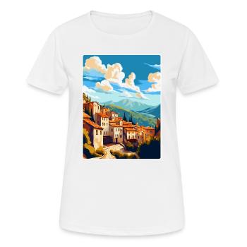Cuenca Spain Vintage Travel Poster WPA Souvenir - Women's Breathable T-Shirt - white - Front - AI Model Female 172 dark (172cm)