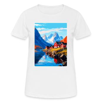 Lofoten Norwegen Vintage Reiseposter WPA - Frauen T-Shirt atmungsaktiv - Weiß - Vorne - AI Model Female 172 dark (172cm)