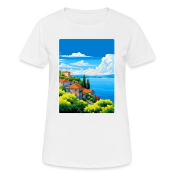 Lac de Bolsena Italie Affiche de voyage vintage souvenir - T-shirt respirant Femme - blanc - Devant - AI Model Female 172 dark (172cm)