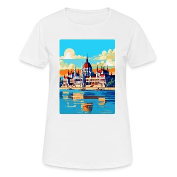 Budapest Ungarn Vintage Reiseplakat Souvenir - Frauen T-Shirt atmungsaktiv - Weiß - Vorne - AI Model Female 172 dark (172cm)