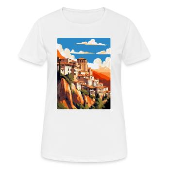 Cuenca Spain Vintage Travel Poster WPA Souvenir - Women's Breathable T-Shirt - white - Front - AI Model Female 172 dark (172cm)