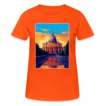 Basilique Saint-Pierre Italie Affiche de voyage vintage - T-shirt respirant Femme - orange néon - Devant - AI Model Female 172 dark (172cm)