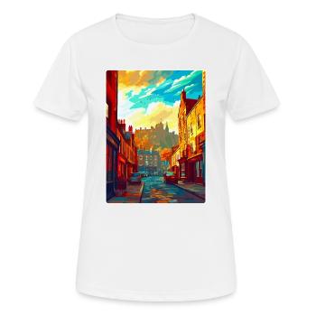 Edinburgh Schottland UK Vintage Reiseplakat WPA - Frauen T-Shirt atmungsaktiv - Weiß - Vorne - AI Model Female 172 dark (172cm)
