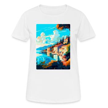 Bergen Norway Vintage Travel Poster WPA Souvenir - Women's Breathable T-Shirt - white - Front - AI Model Female 172 dark (172cm)