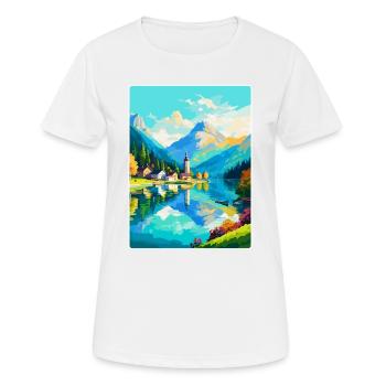Wolfgangsee Autriche Affiche de voyage vintage souvenir - T-shirt respirant Femme - blanc - Devant - AI Model Female 172 dark (172cm)