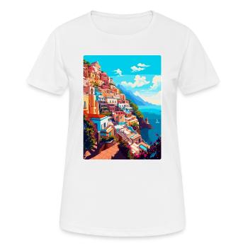 Positano Italie Affiche de voyage vintage Souvenir WPA - T-shirt respirant Femme - blanc - Devant - AI Model Female 172 dark (172cm)