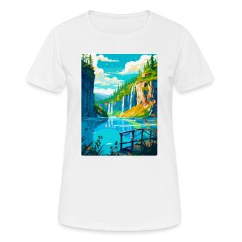 Plitvice Kroatien Vintage Reiseplakat Souvenir - Frauen T-Shirt atmungsaktiv - Weiß - Vorne - AI Model Female 172 dark (172cm)