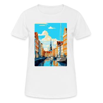 Copenhague, Danemark, Affiche de voyage vintage souvenir - T-shirt respirant Femme - blanc - Devant - AI Model Female 172 dark (172cm)