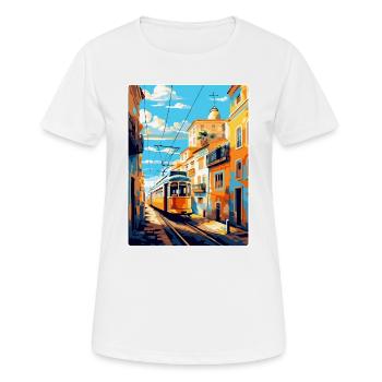 Lisbonne Portugal Affiche de voyage vintage Souvenir WPA - T-shirt respirant Femme - blanc - Devant - AI Model Female 172 dark (172cm)