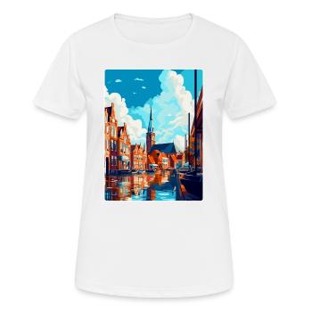 Haarlem Pays-Bas Poster de voyage vintage souvenir - T-shirt respirant Femme - blanc - Devant - AI Model Female 172 dark (172cm)