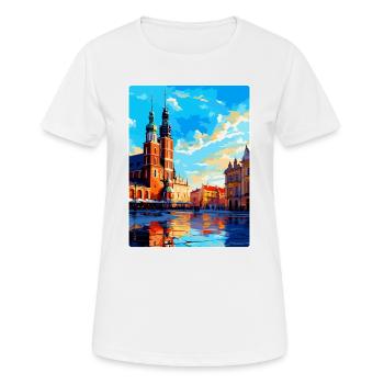 Cracovie Pologne Affiche de voyage vintage WPA Souvenir - T-shirt respirant Femme - blanc - Devant - AI Model Female 172 dark (172cm)
